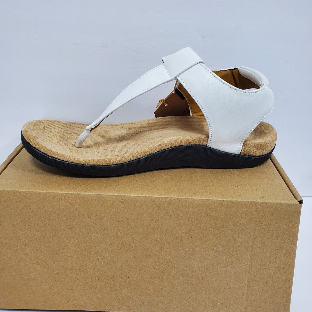 Zurin Orthopedic Sandals Womens 9.5 White NEW Leather Thong Ankle Strap LX050WCP